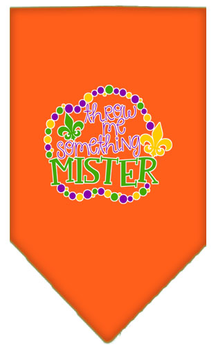 Throw me Something Screen Print Mardi Gras Bandana Orange Small